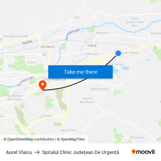 Aurel Vlaicu to Spitalul Clinic Județean De Urgență map