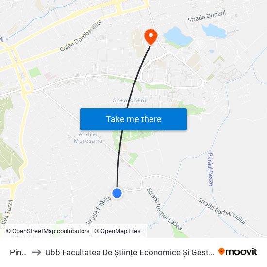 Pinului to Ubb Facultatea De Științe Economice Și Gestiunea Afacerilor map