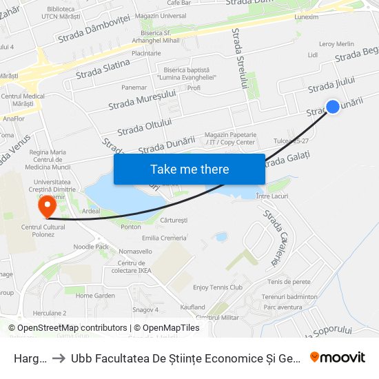 Harghita to Ubb Facultatea De Științe Economice Și Gestiunea Afacerilor map