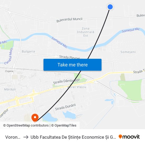 Voroneț 24 to Ubb Facultatea De Științe Economice Și Gestiunea Afacerilor map