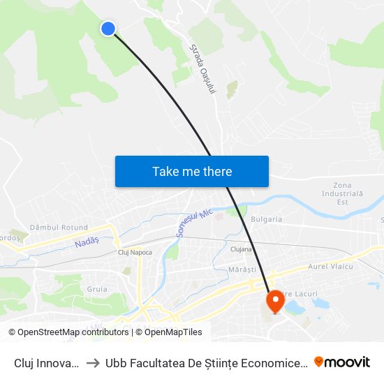 Cluj Innovation Park to Ubb Facultatea De Științe Economice Și Gestiunea Afacerilor map