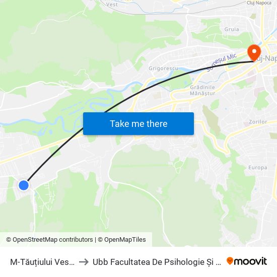 M-Tăuțiului Vest (Florești) to Ubb Facultatea De Psihologie Și Științe Ale Educației map