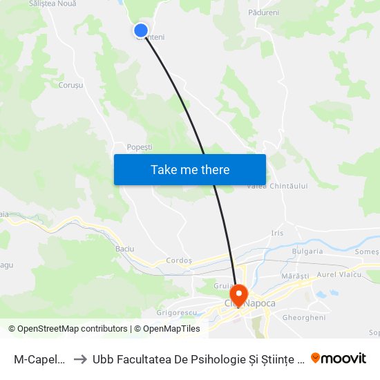 M-Capela Est to Ubb Facultatea De Psihologie Și Științe Ale Educației map