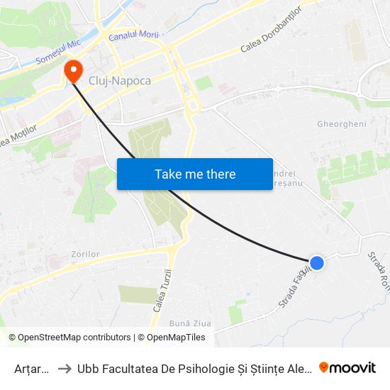 Arțarului to Ubb Facultatea De Psihologie Și Științe Ale Educației map