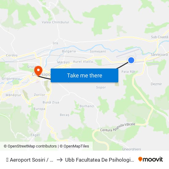 ✈ Aeroport Sosiri / Arrivals Terminal to Ubb Facultatea De Psihologie Și Științe Ale Educației map