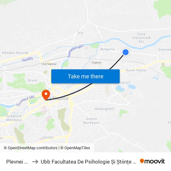 Plevnei Nord to Ubb Facultatea De Psihologie Și Științe Ale Educației map