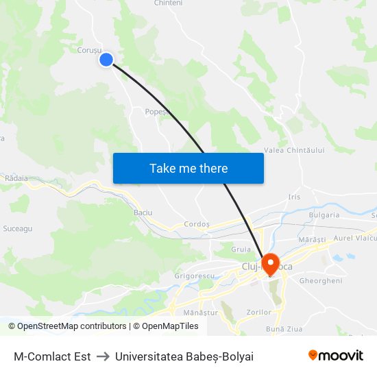 M-Comlact Est to Universitatea Babeș-Bolyai map