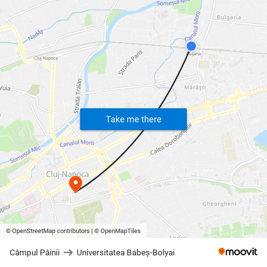 Câmpul Pâinii to Universitatea Babeș-Bolyai map