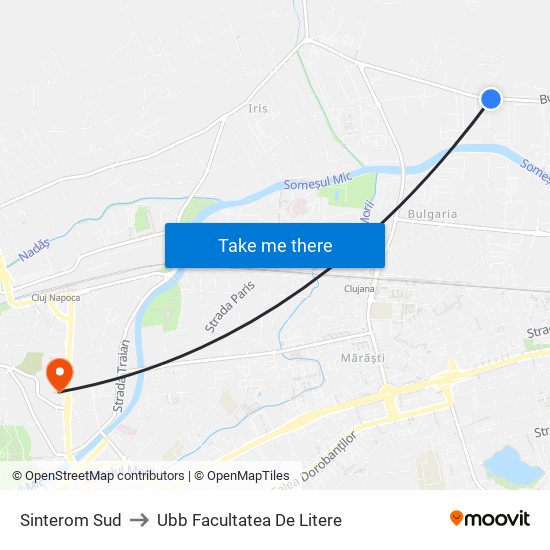 Sinterom Sud to Ubb Facultatea De Litere map