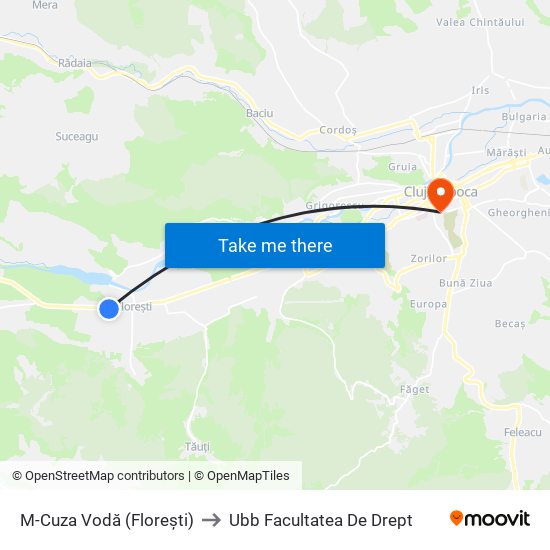 M-Cuza Vodă (Florești) to Ubb Facultatea De Drept map