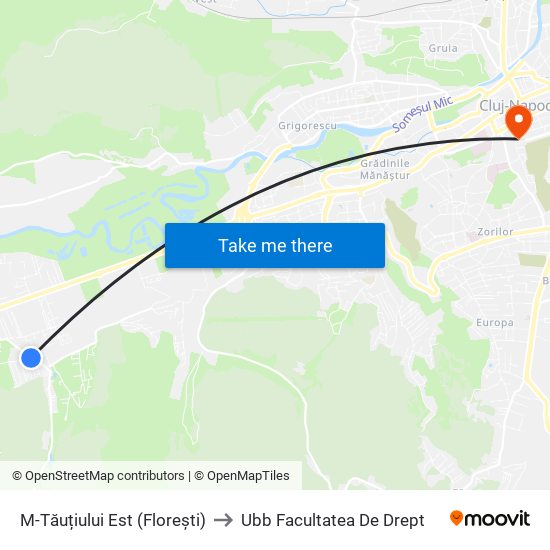 M-Tăuțiului Est (Florești) to Ubb Facultatea De Drept map