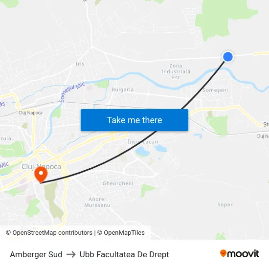 Amberger Sud to Ubb Facultatea De Drept map