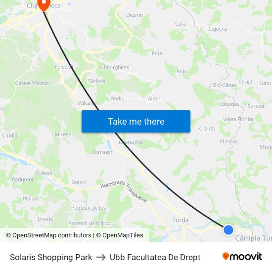 Solaris Shopping Park to Ubb Facultatea De Drept map