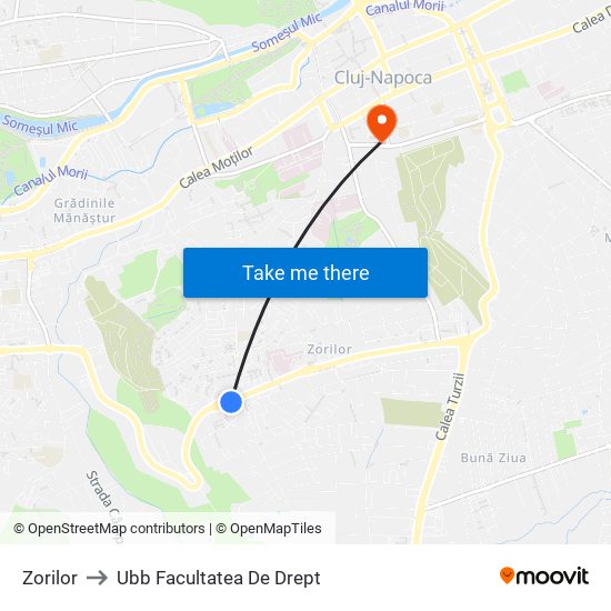 Zorilor to Ubb Facultatea De Drept map