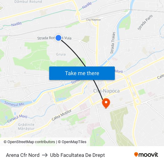 Arena Cfr Nord to Ubb Facultatea De Drept map