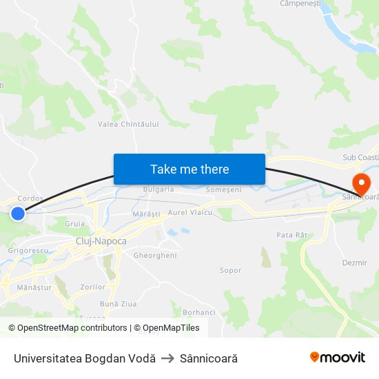 Universitatea Bogdan Vodă to Sânnicoară map