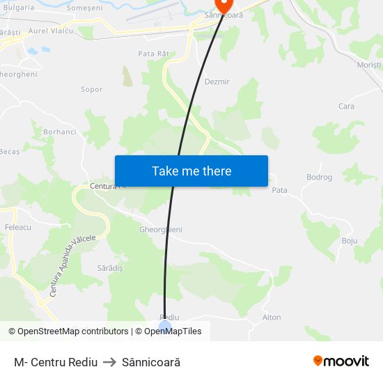 M- Centru Rediu to Sânnicoară map