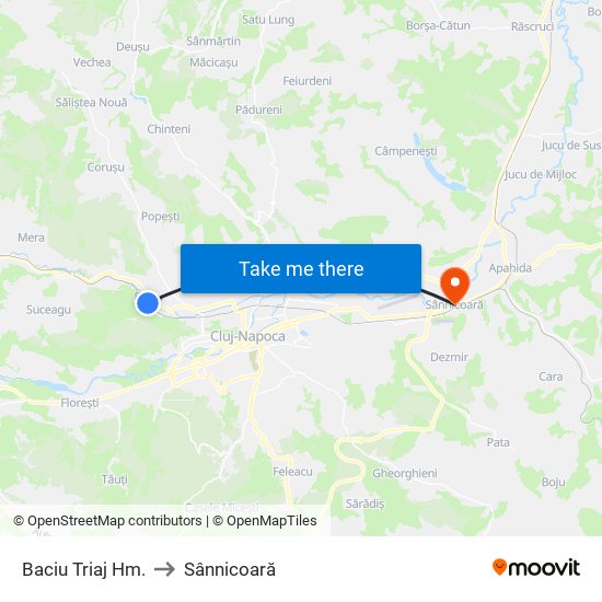 Baciu Triaj Hm. to Sânnicoară map