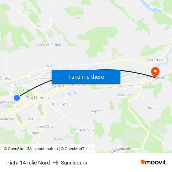 Piața 14 Iulie Nord to Sânnicoară map