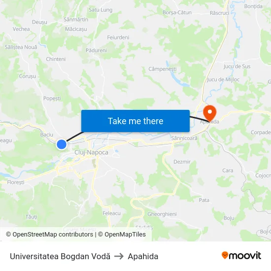 Universitatea Bogdan Vodă to Apahida map