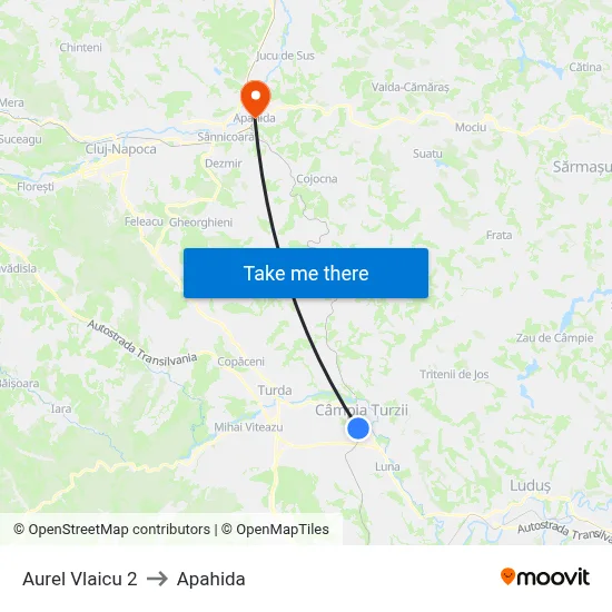 Aurel Vlaicu 2 to Apahida map