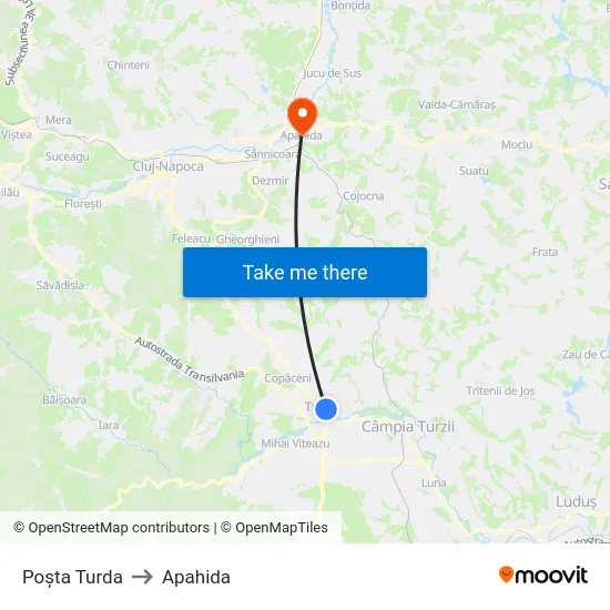 Poșta Turda to Apahida map