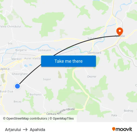 Arțarului to Apahida map