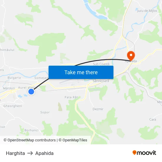 Harghita to Apahida map