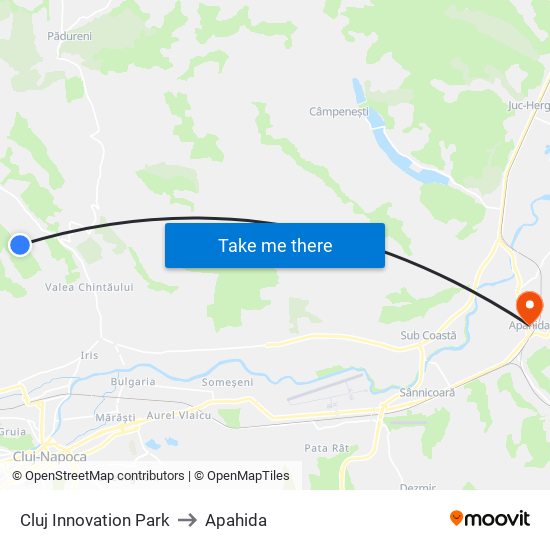 Cluj Innovation Park to Apahida map