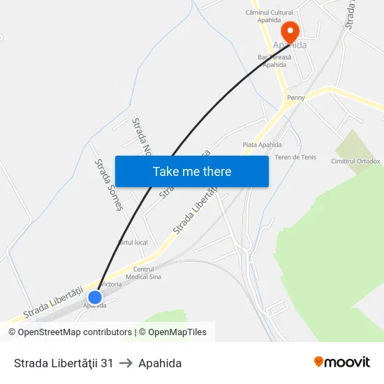 Strada Libertăţii 31 to Apahida map