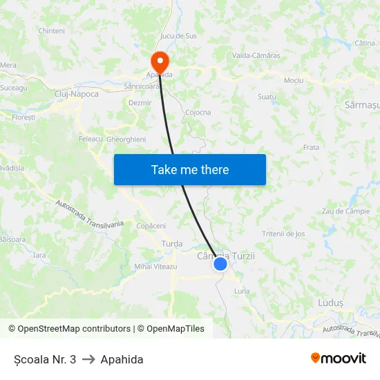 Școala Nr. 3 to Apahida map