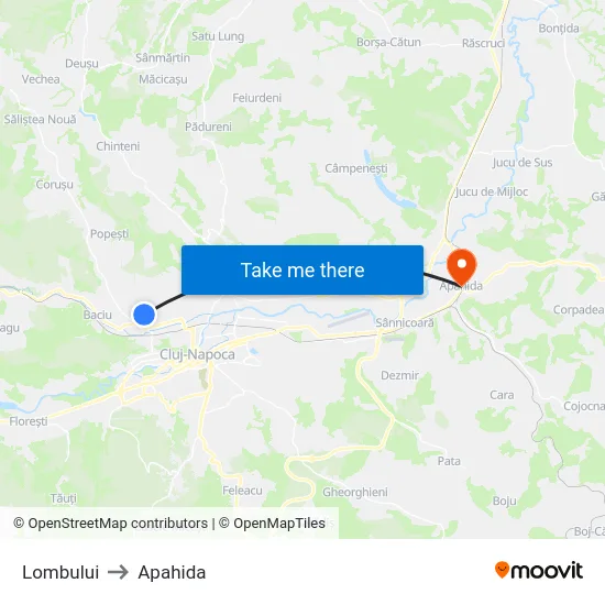 Lombului to Apahida map