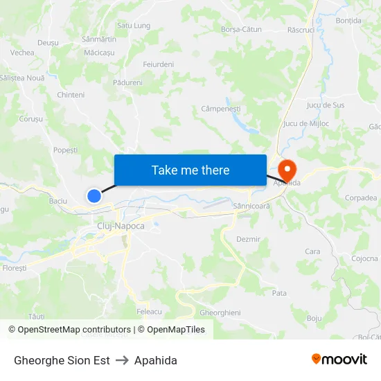 Gheorghe Sion Est to Apahida map
