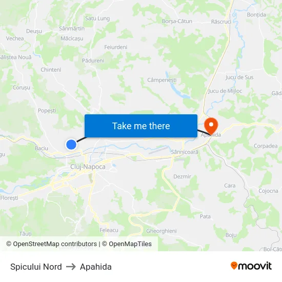 Spicului Nord to Apahida map