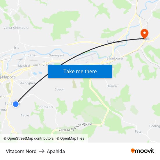 Vitacom Nord to Apahida map