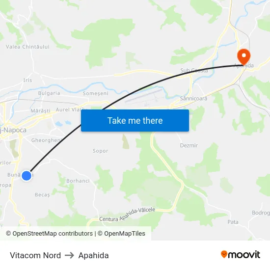 Vitacom Nord to Apahida map