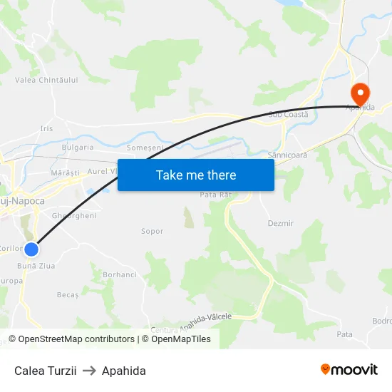 Calea Turzii to Apahida map