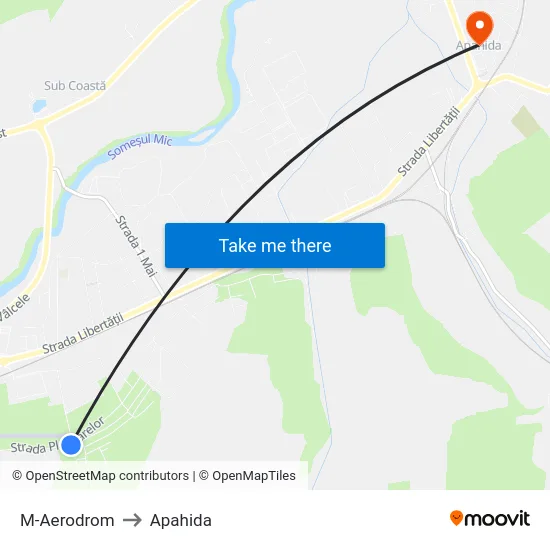 M-Aerodrom to Apahida map