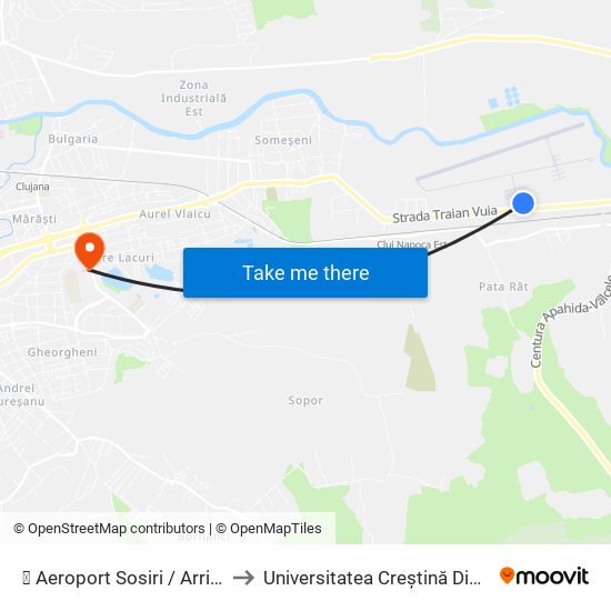 ✈ Aeroport Sosiri / Arrivals Terminal to Universitatea Creștină Dimitrie Cantemir map