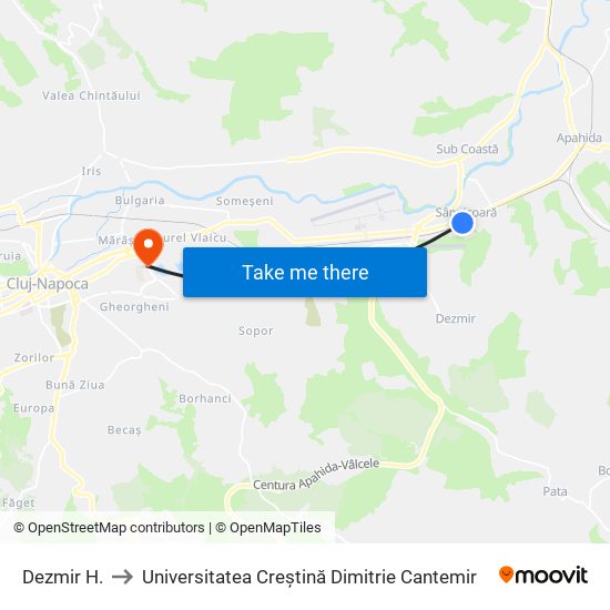 Dezmir H. to Universitatea Creștină Dimitrie Cantemir map