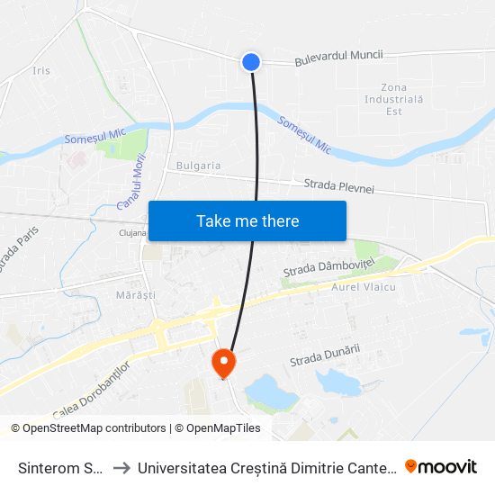 Sinterom Sud to Universitatea Creștină Dimitrie Cantemir map