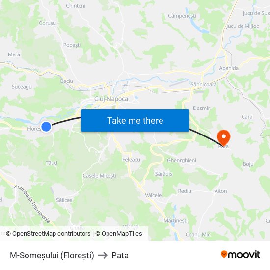 M-Someșului (Florești) to Pata map