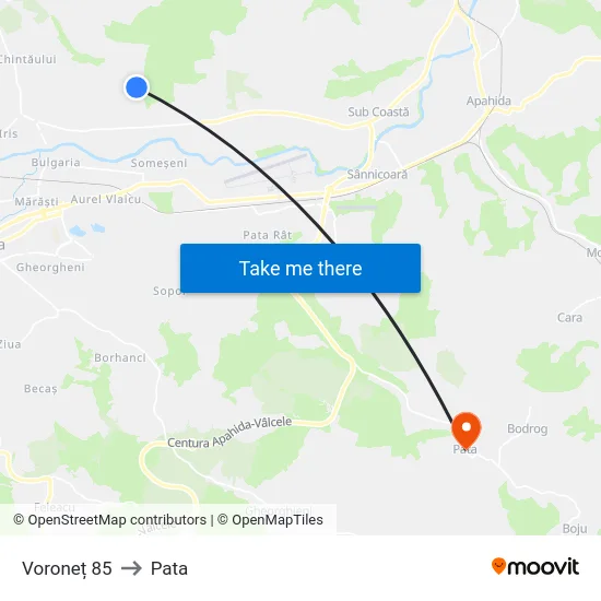 Voroneț 85 to Pata map