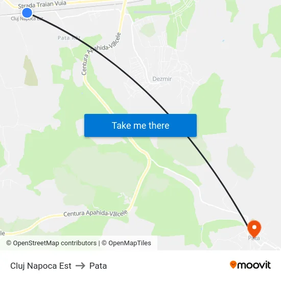 Cluj Napoca Est to Pata map