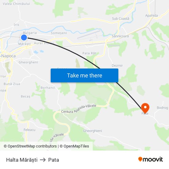 Halta Mărăști to Pata map