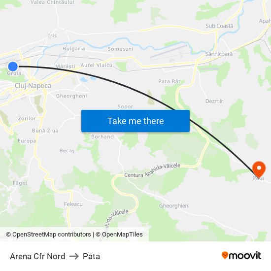 Arena Cfr Nord to Pata map
