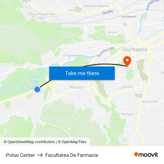 Polus Center to Facultatea De Farmacie map