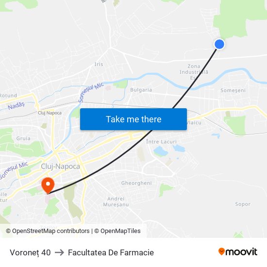 Voroneț 40 to Facultatea De Farmacie map