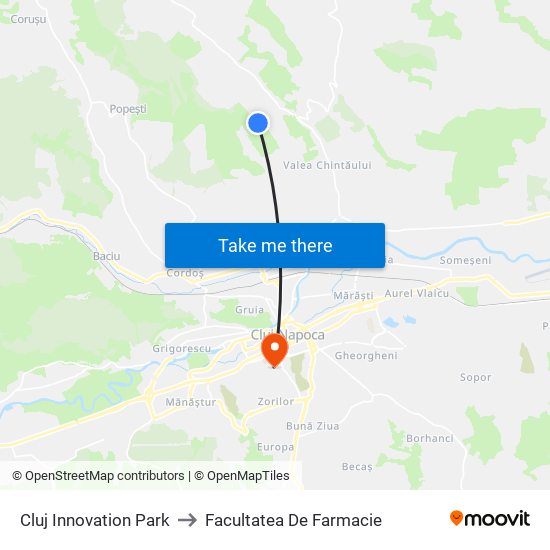 Cluj Innovation Park to Facultatea De Farmacie map