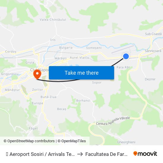 ✈ Aeroport Sosiri / Arrivals Terminal to Facultatea De Farmacie map